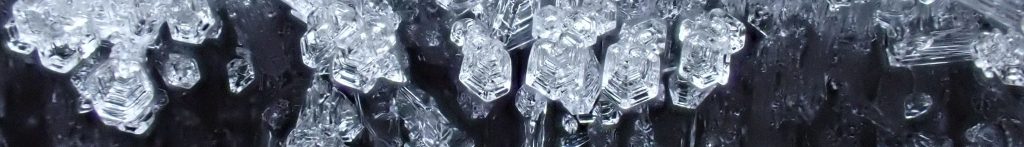 For decoration: ice crystals growing in funnel-like formations.