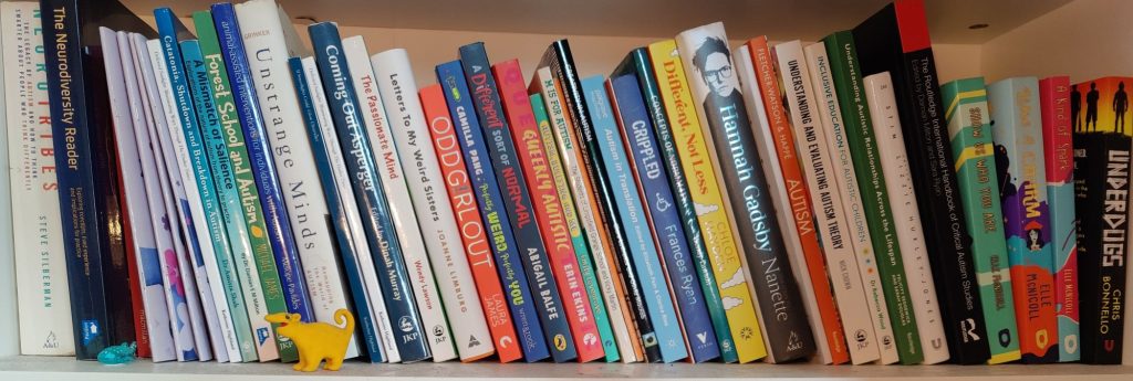 A bookshelf, for illustration (it's my autism bookshelf, irrelevantly).