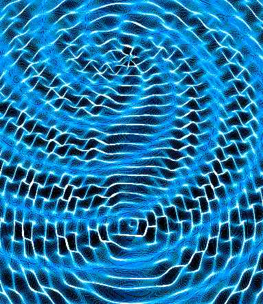 Another one inspired by caustics, but only loosely. This one shows the interaction of spiral waves, radiating from two centres.