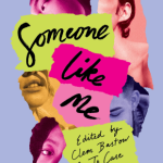 The book cover for Someone Like me shows a collage of fragments of various portraits.